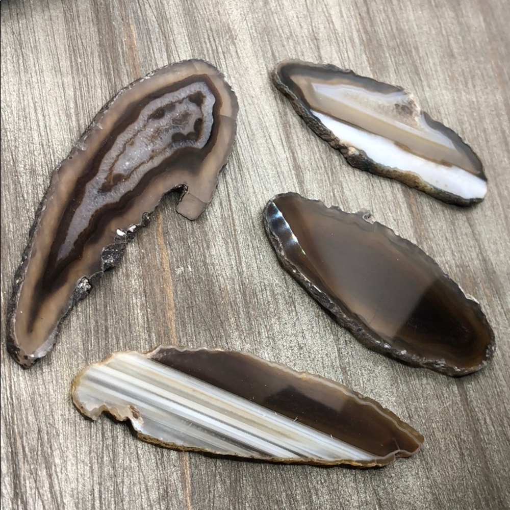 Set 4 mini natural agate crystal slices